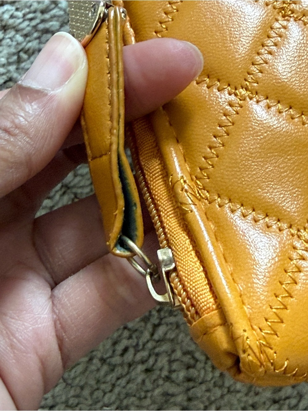 Quilted Mustard Wristlet Clutch - Picture 6 of 8